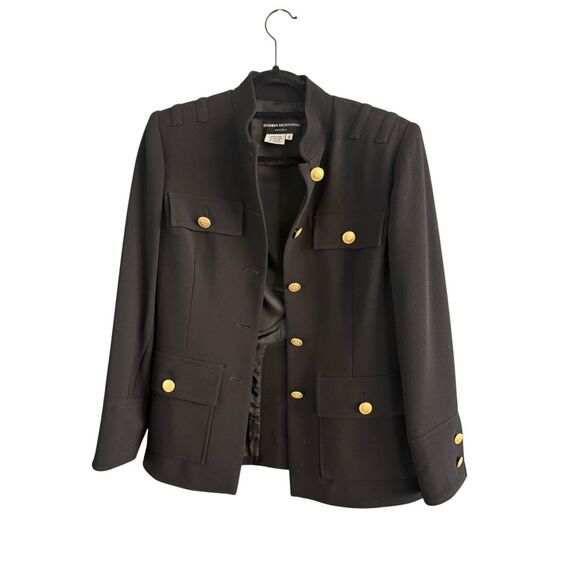 Donna Morgan Womens Black Gold Buttons Blazer and Skirt Suit Set 2 Piece Size 4 - Picture 5 of 16